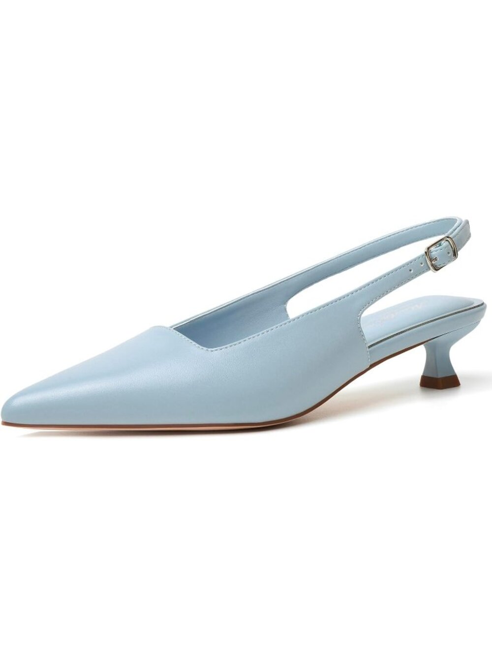 Women's Light Blue Kitten Heels Pointed Closed Toe Heels Low Pumps for Party